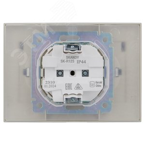 SKANDY Розетка 2-местная и крышкой 16А в сборе IP44 SK-R12S серебряный IEK - фото 3