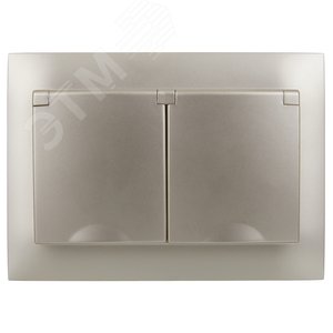 SKANDY Розетка 2-местная и крышкой 16А в сборе IP44 SK-R12Sh шампань IEK - фото 2