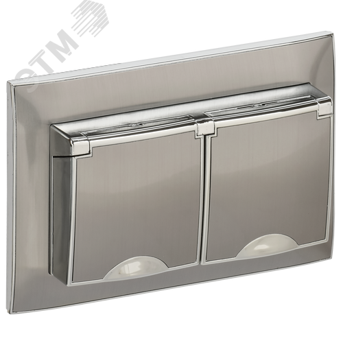 Изображение товара SKANDY Розетка 2-местная и крышкой 16А в сборе IP44 SK-R12N никель IEK (шт)