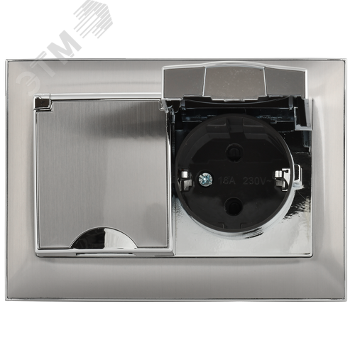 SKANDY Розетка 2-местная и крышкой 16А в сборе IP44 SK-R12N никель IEK - фото 3