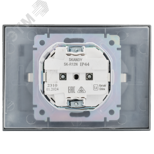 SKANDY Розетка 2-местная и крышкой 16А в сборе IP44 SK-R12N никель IEK - фото 6