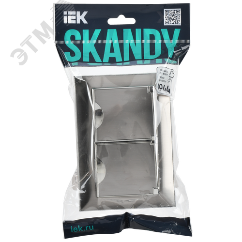 SKANDY Розетка 2-местная и крышкой 16А в сборе IP44 SK-R12N никель IEK - фото 2