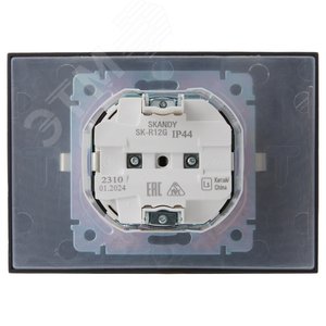 SKANDY Розетка 2-местная и крышкой 16А в сборе IP44 SK-R12G графит IEK - фото 2