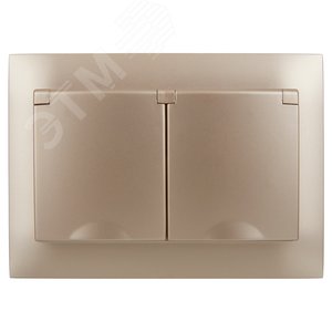 SKANDY Розетка 2-местная и крышкой 16А в сборе IP44 SK-R12Sa песочный IEK - фото 2