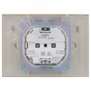 SKANDY Розетка 2-местная и крышкой 16А в сборе IP44 SK-R12Sa песочный IEK - фото 3