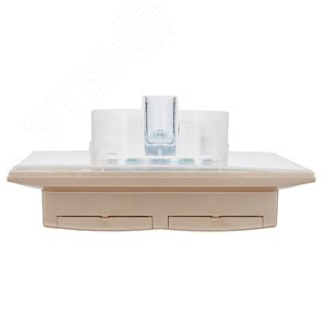 SKANDY Розетка 2-местная и крышкой 16А в сборе IP44 SK-R12Sa песочный IEK - фото 5