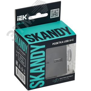 SKANDY Розетка USB A+A 3,1А SK-R15S серебряный IEK - фото 6