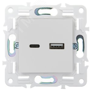 SKANDY Розетка USB A+C 18Вт SK-R13W арктический белый IEK - фото 2