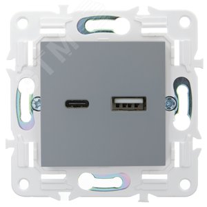 SKANDY Розетка USB A+C 18Вт SK-R13Gr серый IEK - фото 2