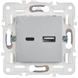 SKANDY Розетка USB A+C 18Вт SK-R13S серебряный IEK - фото 2