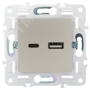SKANDY Розетка USB A+C 18Вт SK-R13Sa песочный IEK - фото 2