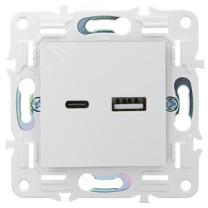SKANDY Розетка USB A+C 3,1А SK-R14W арктический белый IEK - фото 2