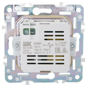 SKANDY Розетка USB A+C 3,1А SK-R14Bl черный IEK - фото 3