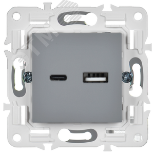 SKANDY Розетка USB A+C 3,1А SK-R14Gr серый IEK - фото 2