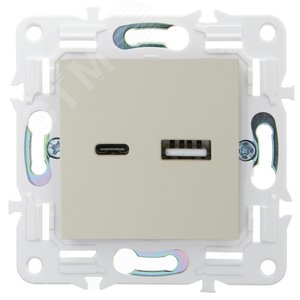 SKANDY Розетка USB A+C 3,1А SK-R14B бежевый IEK - фото 2