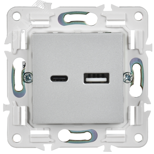 SKANDY Розетка USB A+C 3,1А SK-R14S серебряный IEK - фото 2