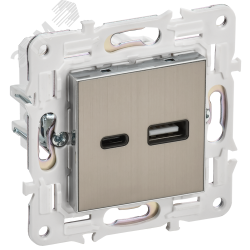SKANDY Розетка USB A+C 3,1А SK-R14N никель IEK - фото 1