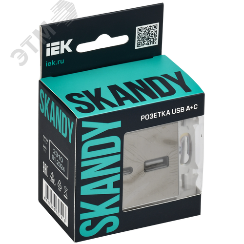 SKANDY Розетка USB A+C 3,1А SK-R14N никель IEK - фото 2