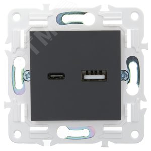 SKANDY Розетка USB A+C 3,1А SK-R14G графит IEK - фото 2