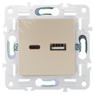 SKANDY Розетка USB A+C 3,1А SK-R14Sa песочный IEK - фото 2