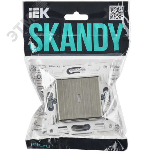 SKANDY Выключатель 1-клавишный с индикацией 10А SK-V07N никель IEK - фото 6