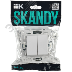 SKANDY Выключатель 2-клавишный 10А SK-V04W арктический белый IEK - фото 7