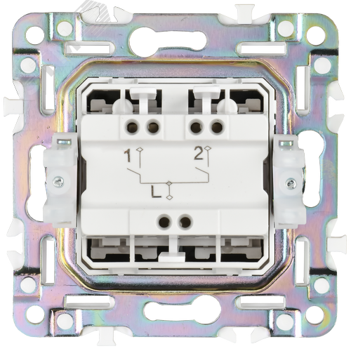 SKANDY Выключатель 2-клавишный 10А SK-V04N никель IEK - фото 3
