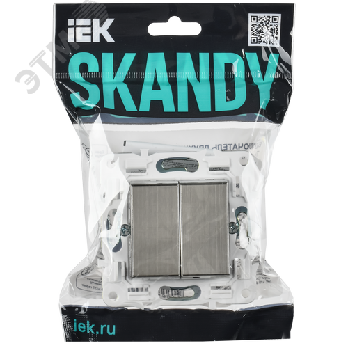 SKANDY Выключатель 2-клавишный 10А SK-V04N никель IEK - фото 6