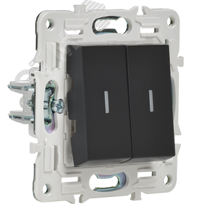 SKANDY Выключатель 2-клавишный с индикацией 10А SK-V09Bl черный IEK - фото 3