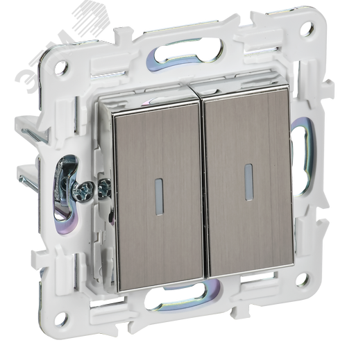 SKANDY Выключатель 2-клавишный с индикацией 10А SK-V09N никель IEK - фото 1