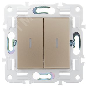 SKANDY Выключатель 2-клавишный с индикацией 10А SK-V09Sa песочный IEK - фото 2