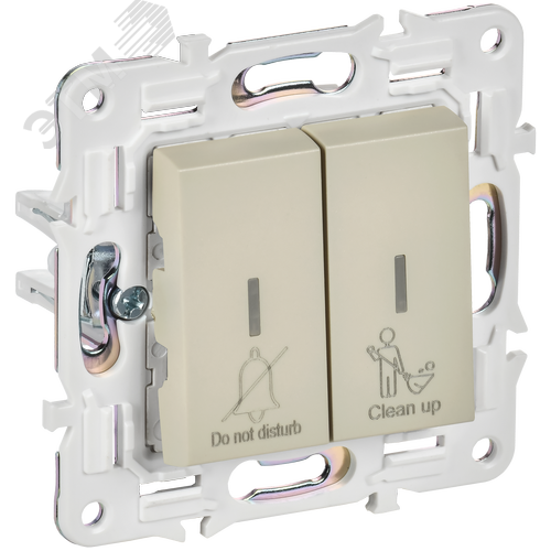 SKANDY Выключатель 2-клавишный с индикацией для отелей 10А SK-V16B бежевый IEK - фото 1