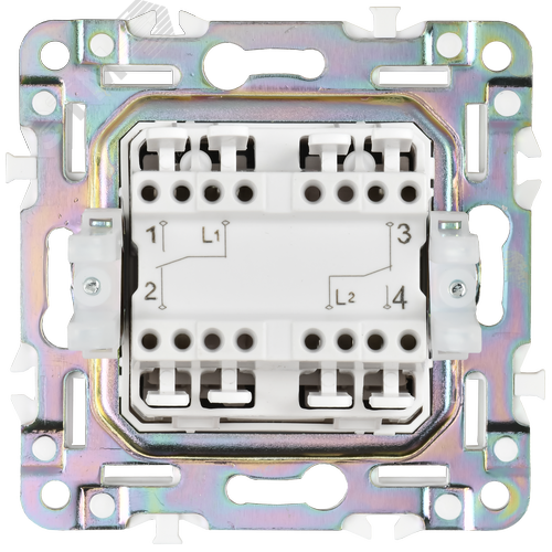 SKANDY Выключатель 2-клавишный проходной 10А SK-V05N никель IEK - фото 3