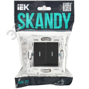 SKANDY Выключатель 2-клавишный проходной с индикацией 10А SK-V10Bl черный IEK - фото 7