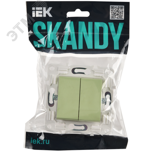 SKANDY Выключатель 2-клавишный перекрестный 10А SK-V06G мятный IEK - фото 6