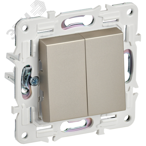 SKANDY Выключатель 2-клавишный перекрестный 10А SK-V06Sh шампань IEK - фото 1