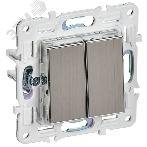 SKANDY Выключатель 2-клавишный перекрестный 10А SK-V06N никель IEK - фото 1