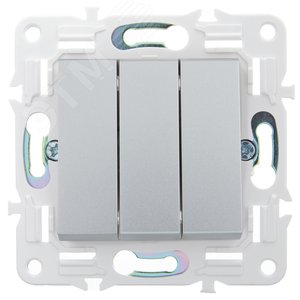 SKANDY Выключатель 3-клавишный 10А SK-V11S серебряный IEK - фото 2
