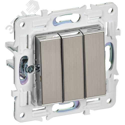 SKANDY Выключатель 3-клавишный 10А SK-V11N никель IEK - фото 1