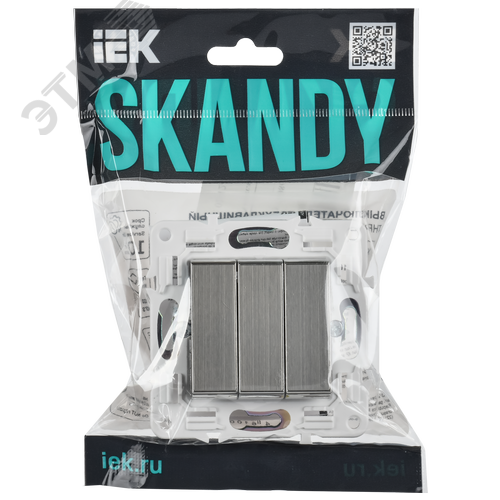 SKANDY Выключатель 3-клавишный 10А SK-V11N никель IEK - фото 2