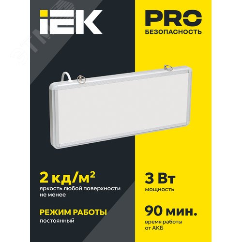 Светильник аварийный ССА1005 на светодиодах 3 Вт 1,5 ч односторонний без наклейки LIGHTING - фото 2