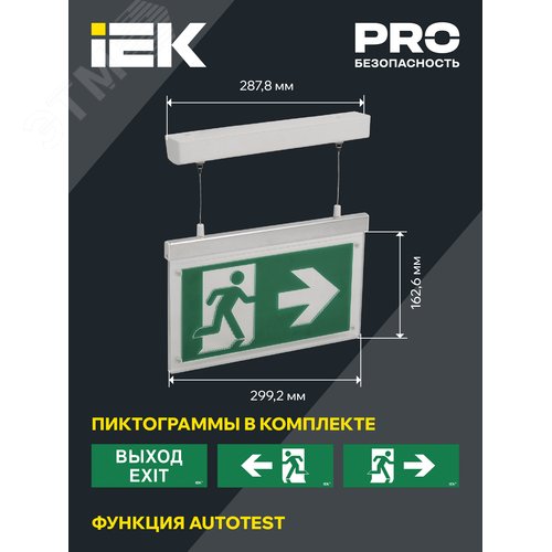 Светильник эвакуационный ССА3002 подвесной двусторонний сменный знак 3 ч 3 Вт LIGHTING - фото 3