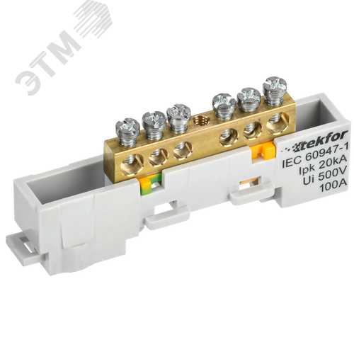 Изображение товара TEKFOR Шина PE земля неизолированная на универсальном держателе 6х9-6-Ж IEK (шт)