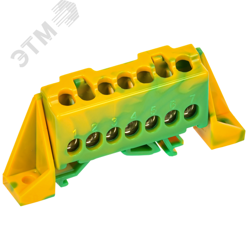 TEKFOR Шина PE земля в комбинированном DIN-изоляторе Стойка 6х9-7-ЖЗ IEK - фото 1