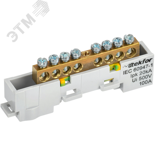 Изображение товара TEKFOR Шина PE земля неизолированная на универсальном держателе 6х9-8-Ж IEK (шт)