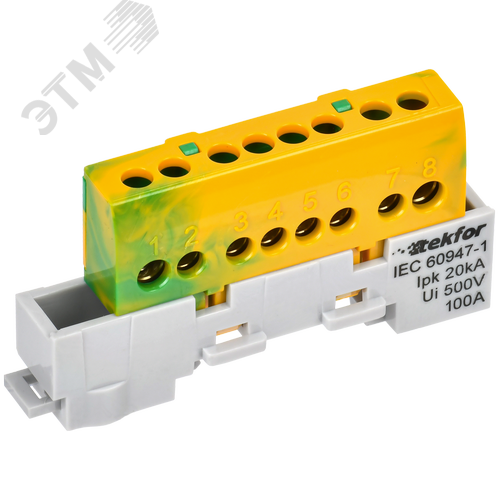 Изображение товара TEKFOR Шина PE земля изолированная на универсальном держателе 6х9-8-ЖЗ IEK (шт)