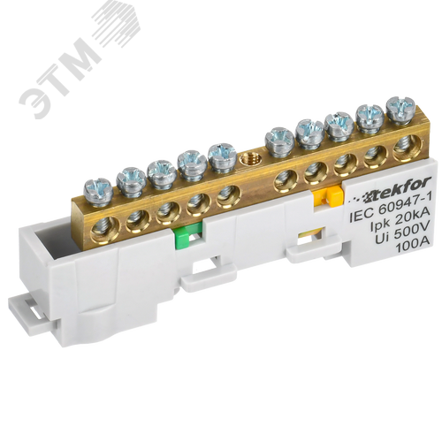 TEKFOR Шина PE земля неизолированная на универсальном держателе 6х9-10-Ж IEK - фото 1