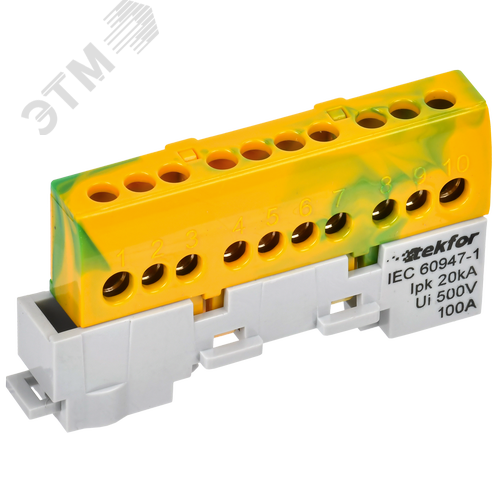 TEKFOR Шина PE земля изолированная на универсальном держателе 6х9-10-ЖЗ IEK - фото 1