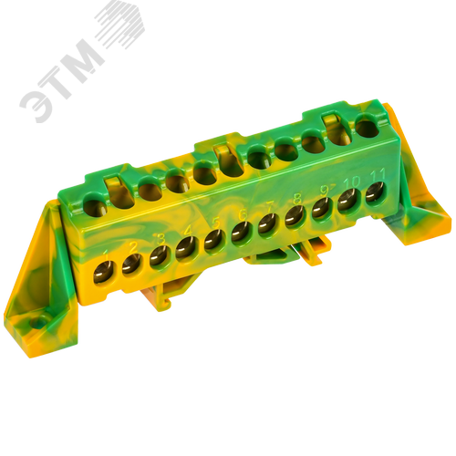 TEKFOR Шина PE земля в комбинированном DIN-изоляторе Стойка 6х9-11-ЖЗ IEK - фото 1