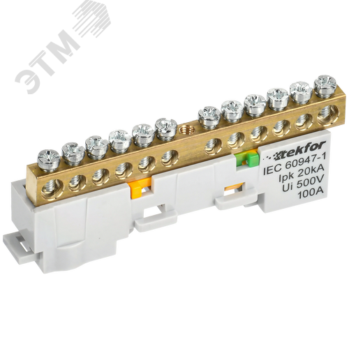 Изображение товара TEKFOR Шина PE земля неизолированная на универсальном держателе 6х9-12-Ж IEK (шт)